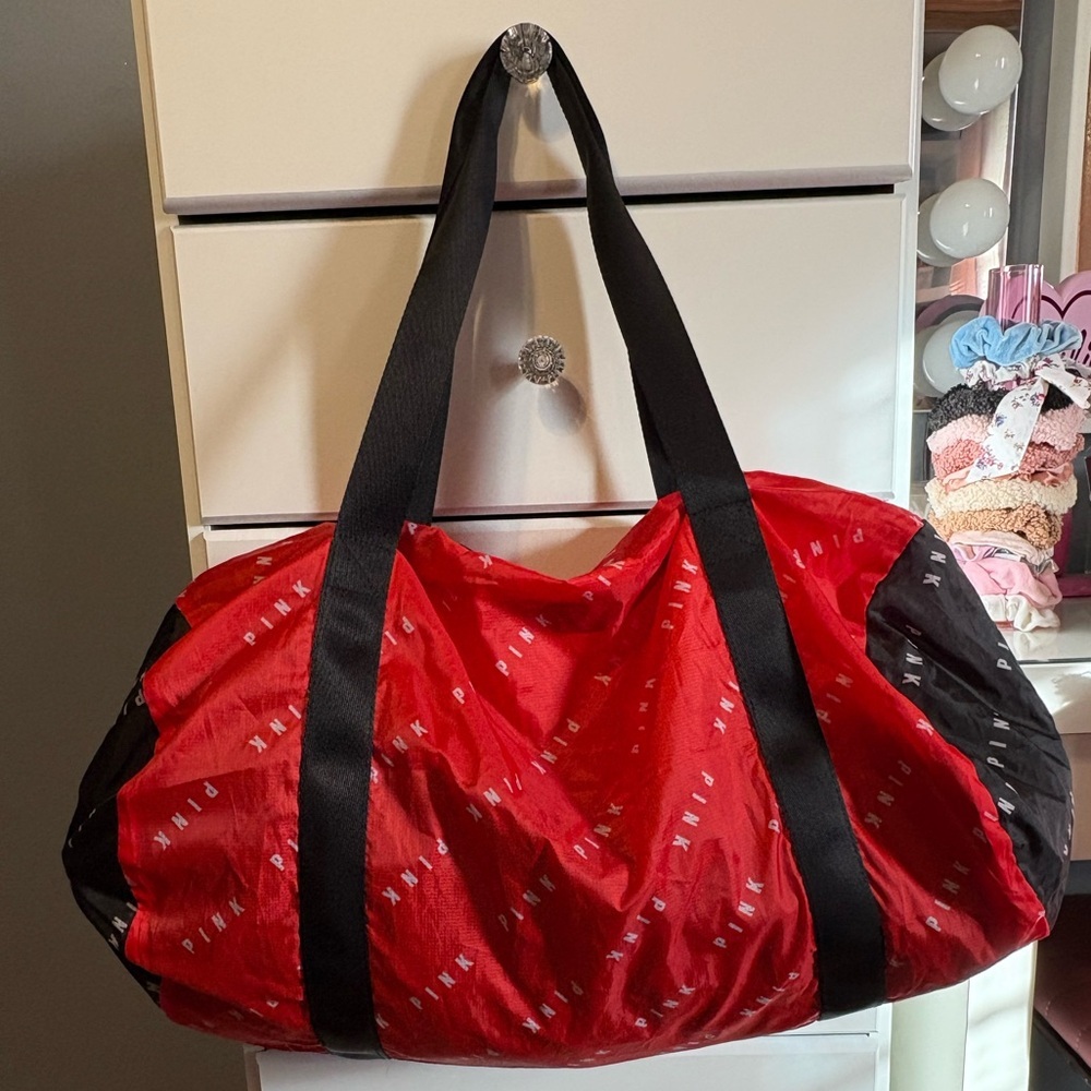 PINK Victoria's Secret Red and Black Travel Bag